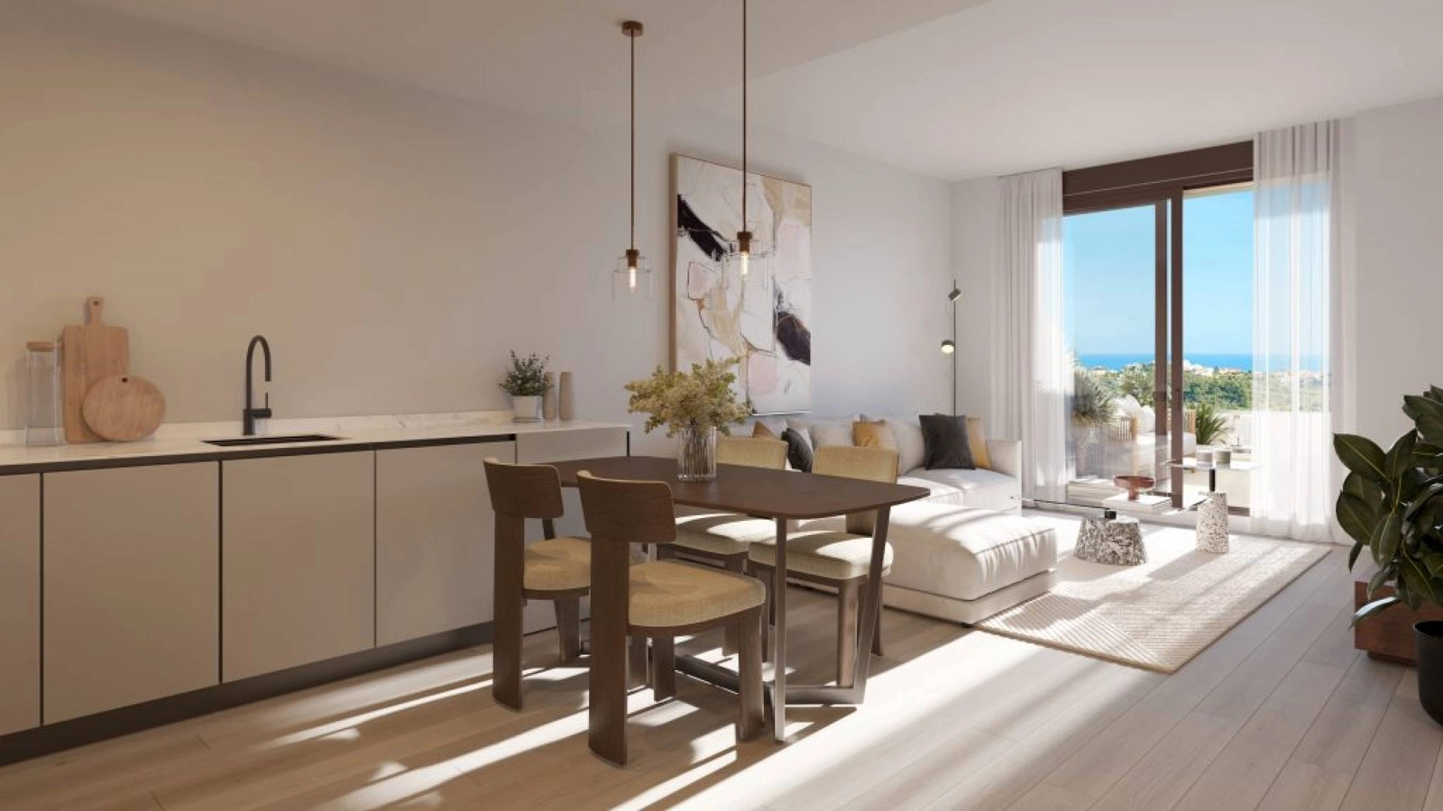 Eine offene Küche und ein Essbereich, perfekt für die Bewirtung von Gästen oder ruhige Familienessen.