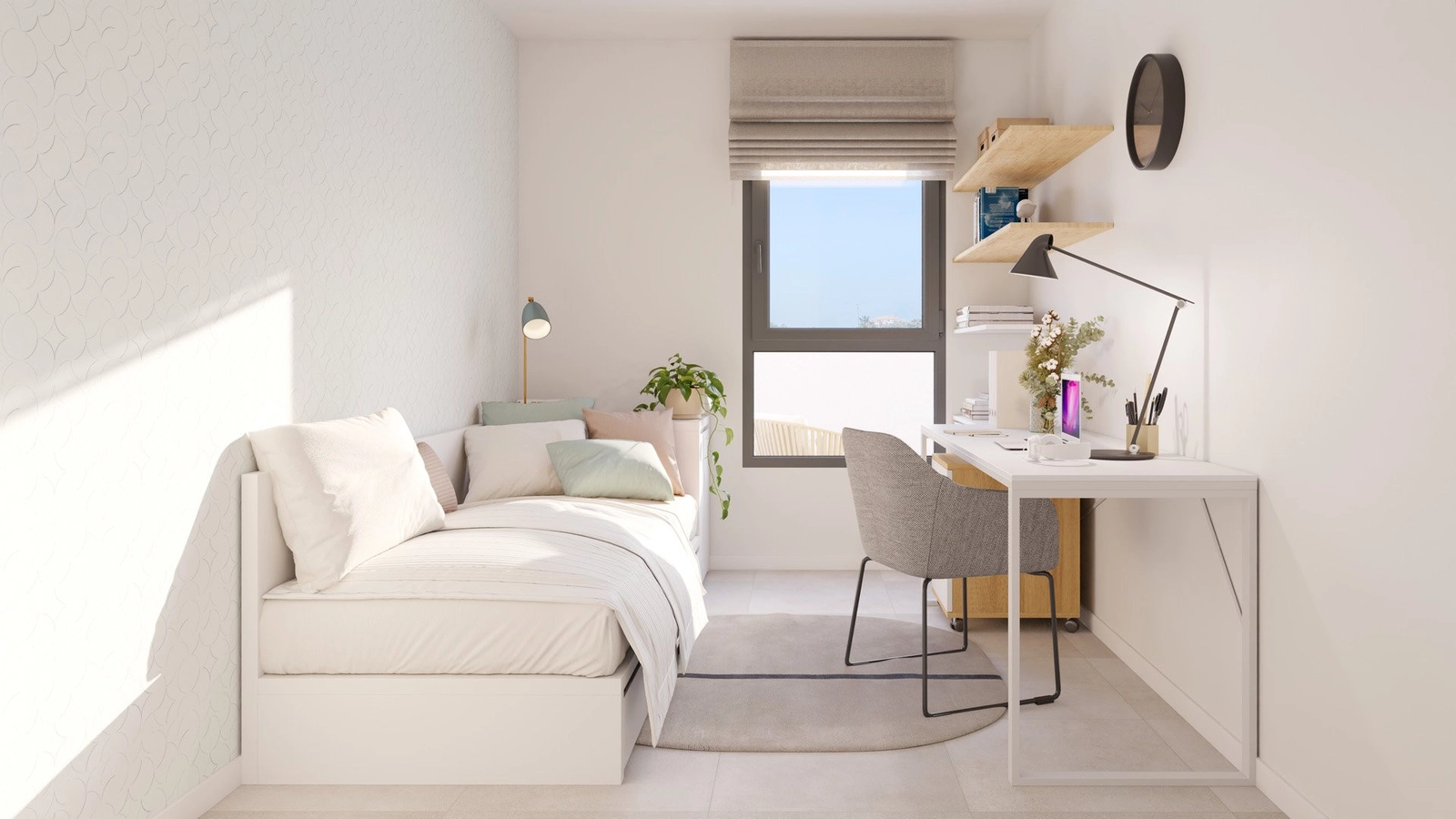 Ein vielseitiges zweites Schlafzimmer, perfekt als Gästezimmer, Kinderzimmer oder Home-Office-Bereich.