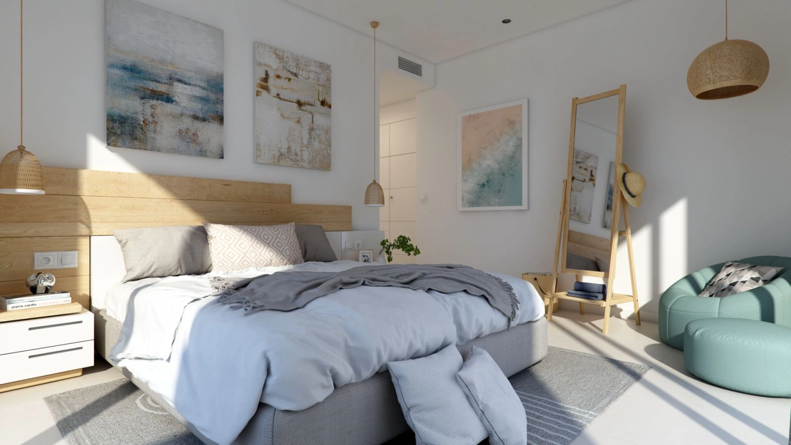 Ein ruhiges Hauptschlafzimmer bietet einen persönlichen Rückzugsort zum Ausruhen und Entspannen.