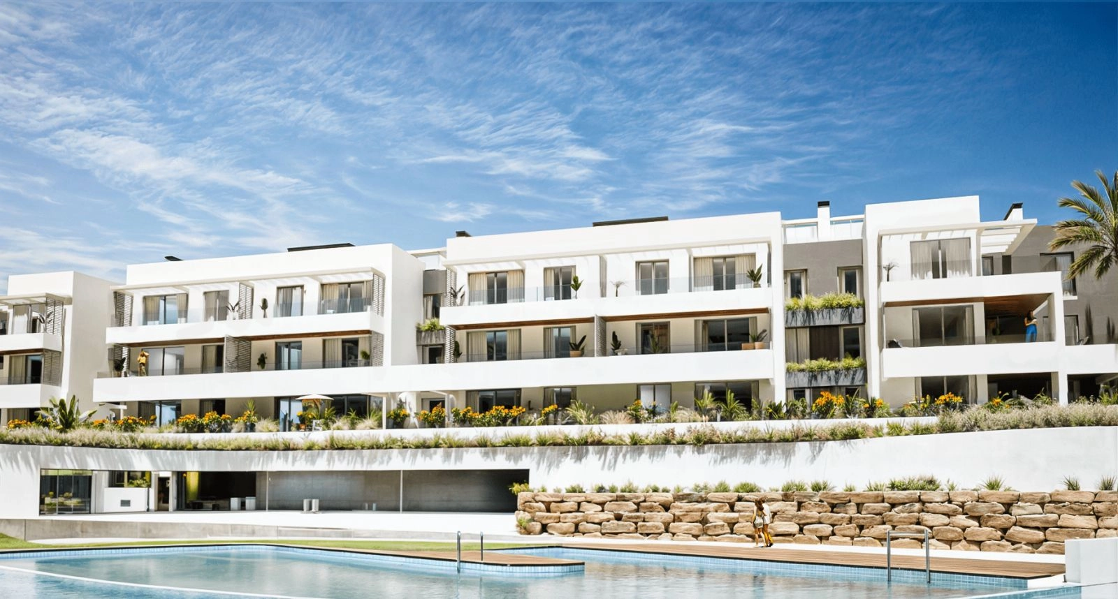 Ein modernes architektonisches Design, das sich perfekt in die natürliche Umgebung der Costa del Sol einfügt.