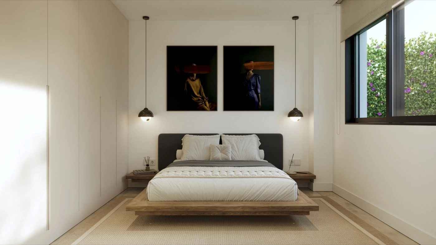 Elegante Hauptschlafzimmer bieten einen friedlichen Rückzugsort mit modernen Designelementen.