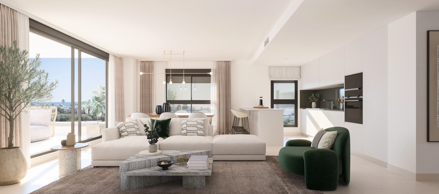 Geräumige Innenräume gehen nahtlos vom Wohnzimmer auf die Terrasse über – perfekt, um die Aussicht zu genießen.