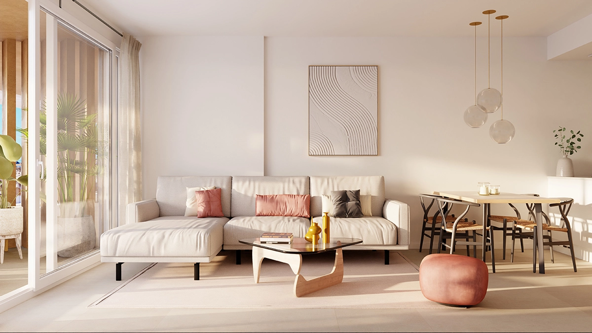 Komfortable und stilvolle Wohnbereiche, konzipiert zum Entspannen und für die Bewirtung von Gästen.