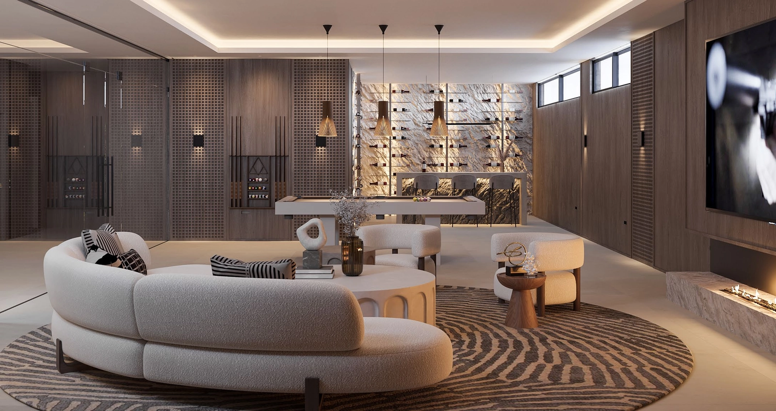 Großzügige Untergeschosse können individuell zu einem Heimkino, einem privaten Fitnessraum oder einer Entertainment-Lounge gestaltet werden, ganz nach Ihrem Lebensstil.