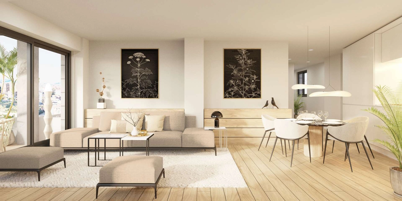 Eine weitere Ansicht des anspruchsvollen Wohnbereichs, der die Liebe zum Detail und das natürliche Licht hervorhebt.