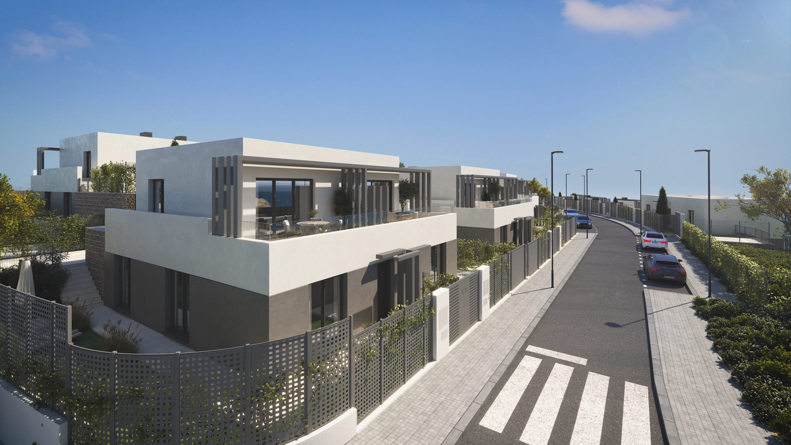 Zeitgenössisches Design und elegante Linien prägen das Äußere dieser exklusiven Doppelhaushälften.