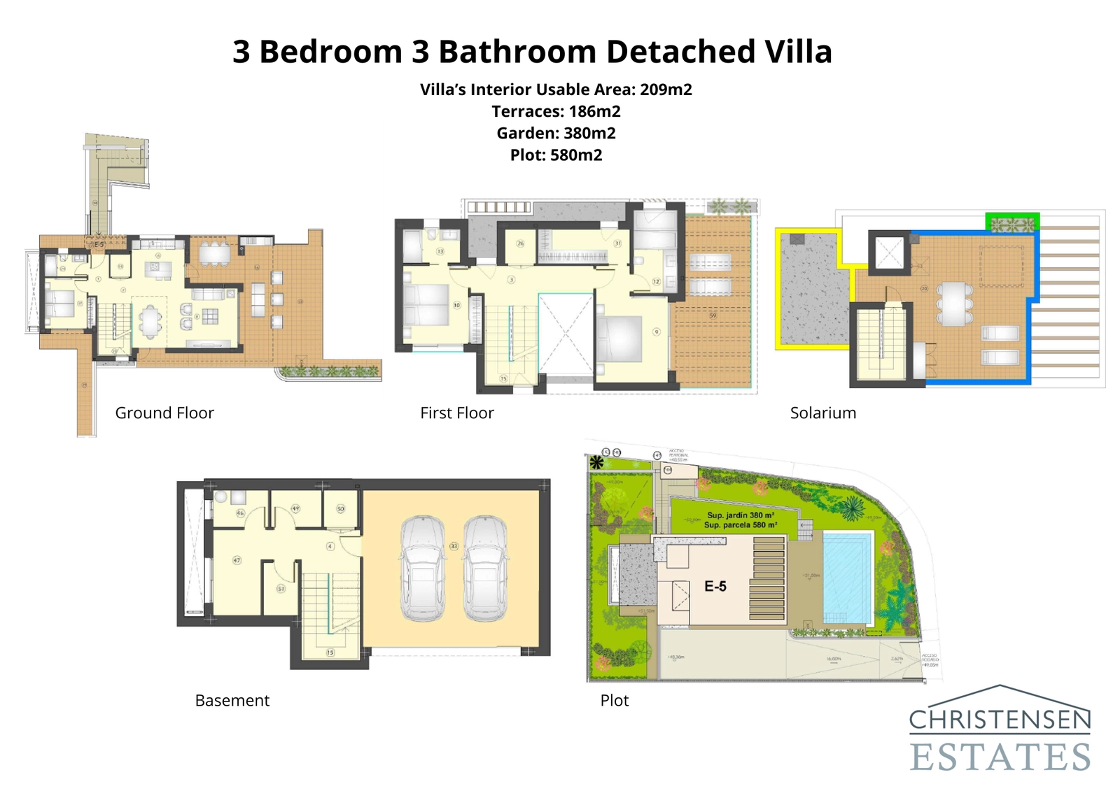 Ein eleganter Grundriss mit drei Schlafzimmern, der eine perfekte Balance zwischen gemeinsamen Wohnbereichen und privaten Rückzugsorten bietet, ideal für Familien.