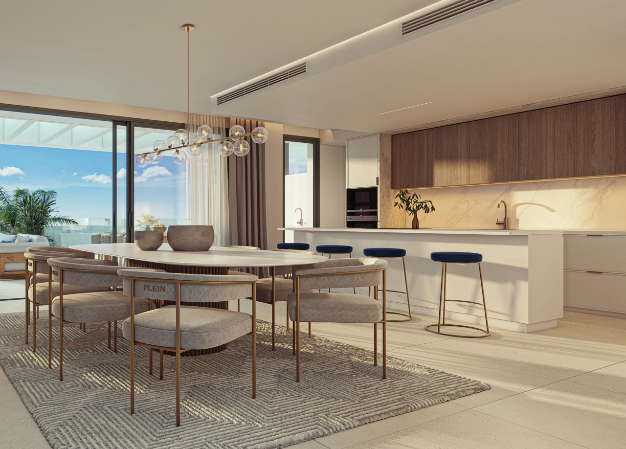 Ein offener Wohnbereich, der Komfort und Stil vereint und nach draußen führt.