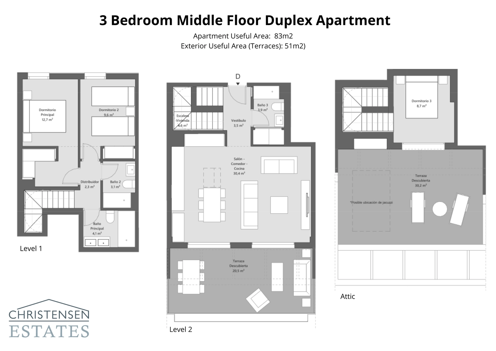 Entdecken Sie das intelligente Design dieser Maisonette-Wohnung mit drei Schlafzimmern, die mehrere Terrassen auf zwei Ebenen bietet, um das Sonnenlicht und den Blick auf die Costa del Sol optimal zu nutzen.