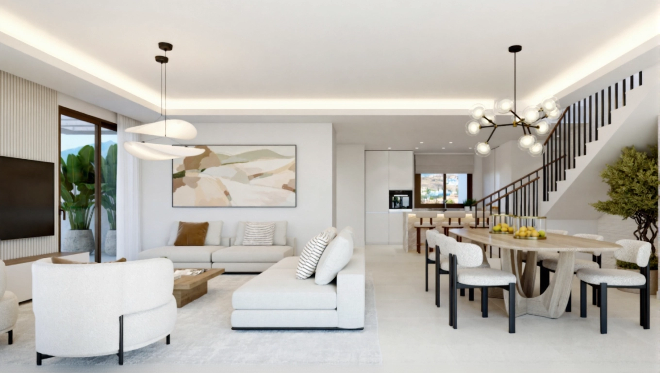 Elegante Innenräume verbinden modernes Design mit einer warmen, einladenden Atmosphäre zum Entspannen und Unterhalten.