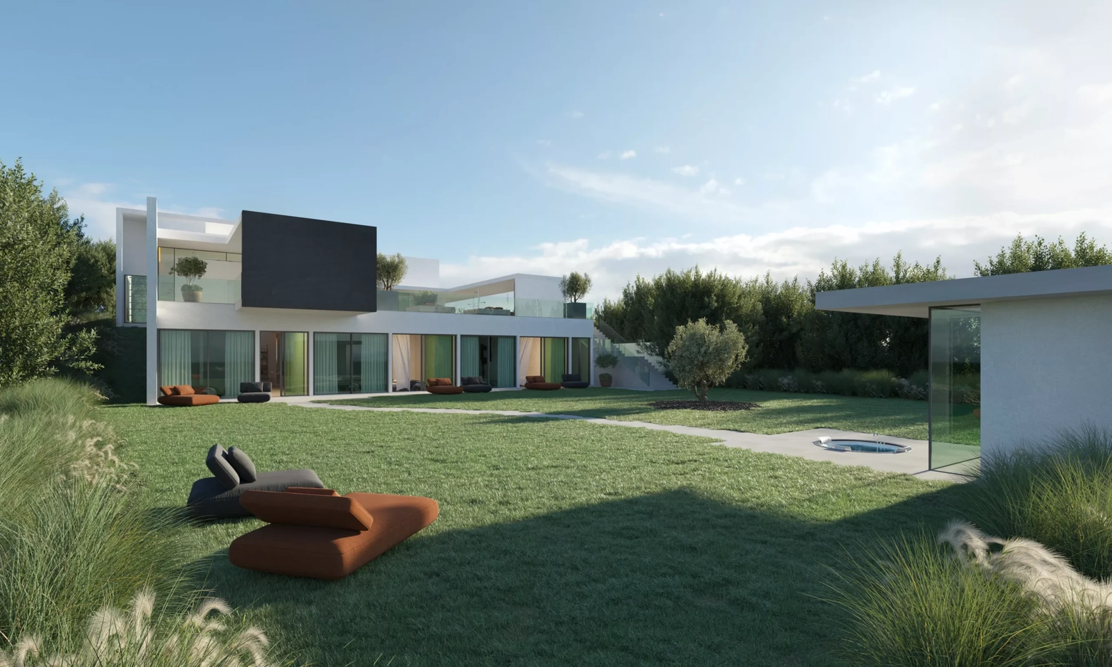 Der weitläufige private Garten bietet eine ruhige und grüne Oase rund um dieses Luxusdomizil.