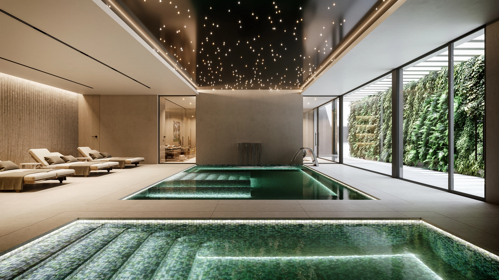 Entspannen Sie das ganze Jahr über in der ruhigen Atmosphäre des beheizten Innenpools und Spas.