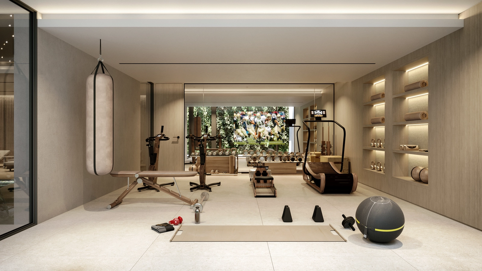 Bleiben Sie aktiv im voll ausgestatteten, hochmodernen Fitnessstudio für Bewohner.