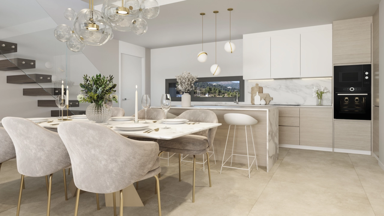 Moderne Küchen sind komplett mit hochwertigen Designergeräten und Oberflächen ausgestattet.