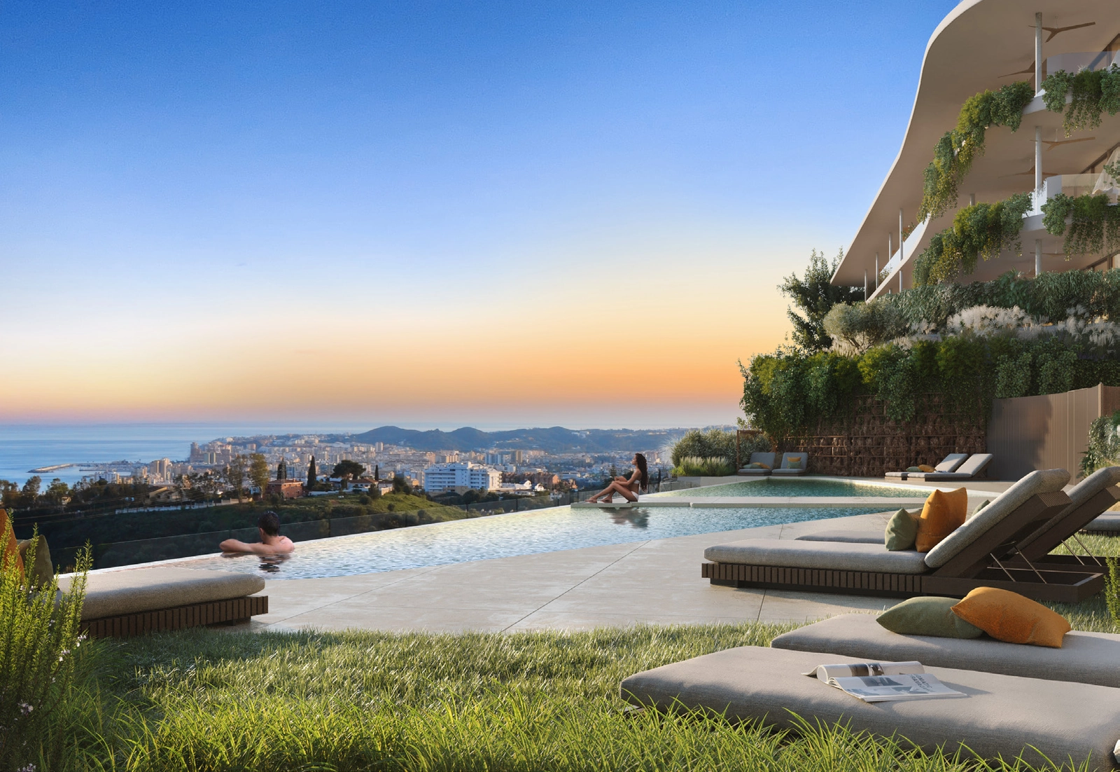 Entspannen Sie an einem der sechs Infinity-Pools mit atemberaubendem Panoramablick auf die Küste der Costa del Sol.