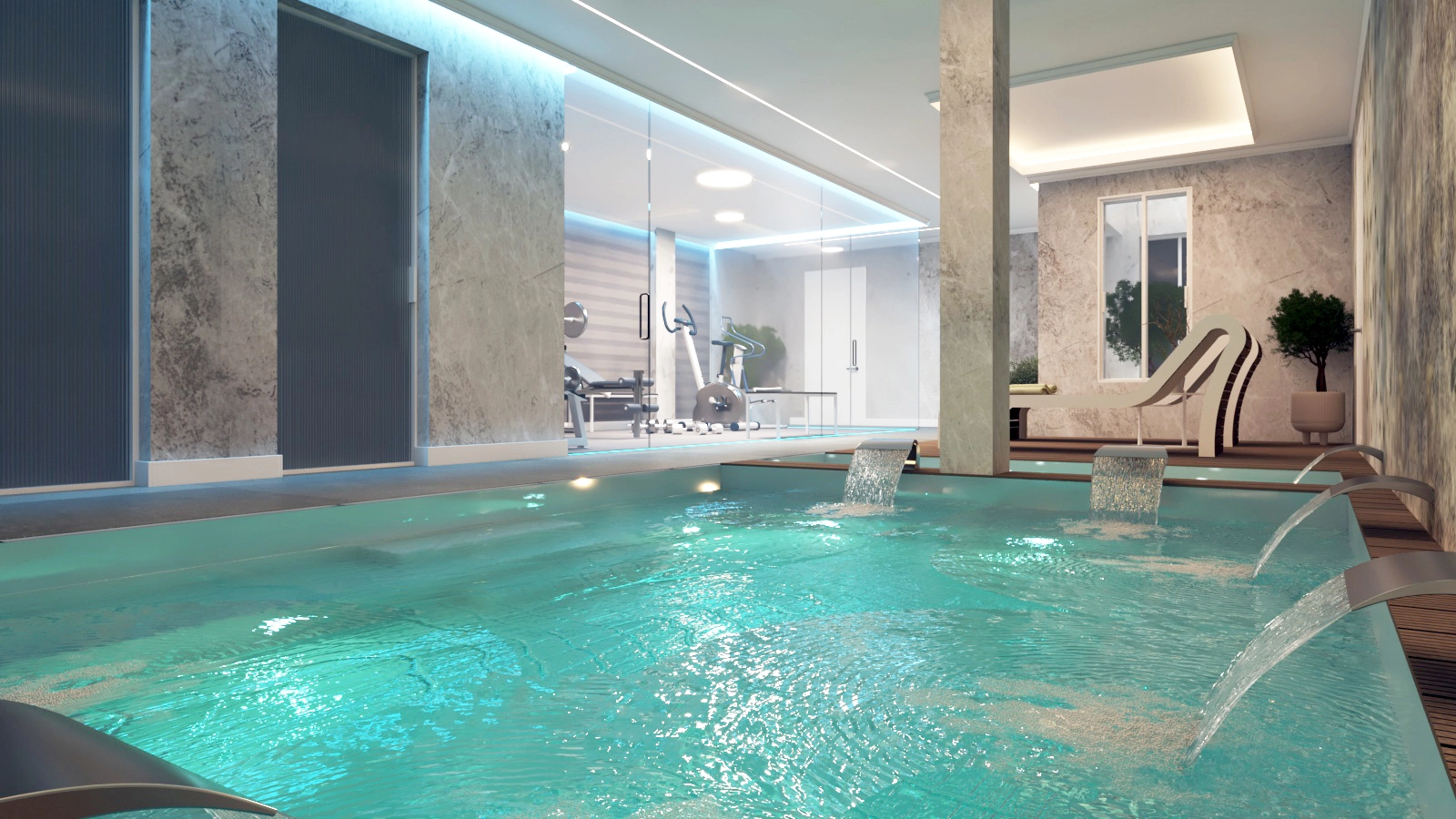 Entspannen Sie in Ihrem privaten Indoor-Spa, einem Refugium der Ruhe, das für ultimative Entspannung konzipiert wurde.