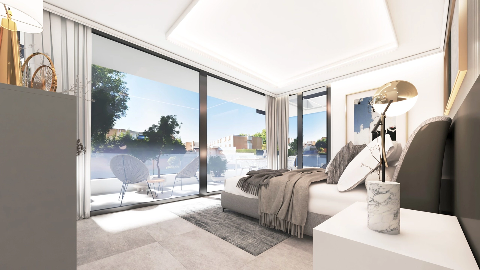 Wachen Sie auf und treten Sie direkt auf Ihre private Terrasse, um die Morgensonne und frische Luft zu genießen.