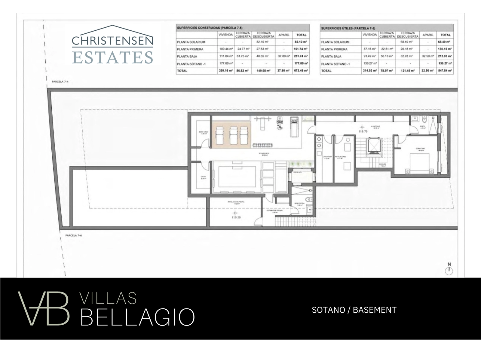 Untergeschoss: Diese Etage ist dem Wohlbefinden gewidmet und bietet ein geräumiges Spa, einen Fitnessraum und zusätzliche Wohnbereiche für vollkommene Entspannung und Unterhaltung.