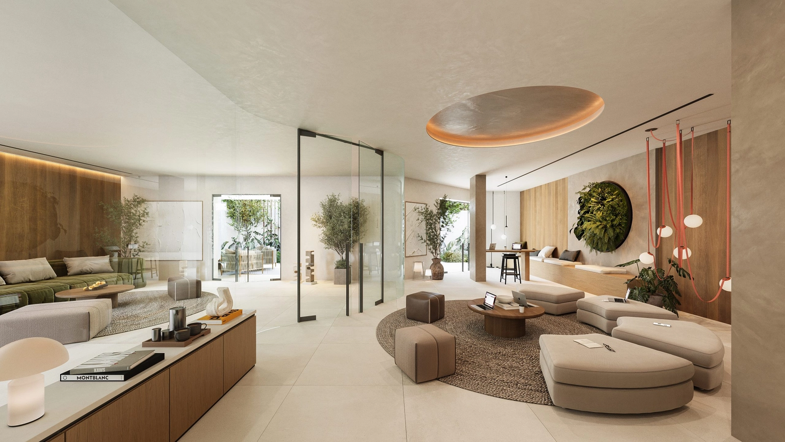 Der moderne Co-Working-Bereich bietet eine komfortable und inspirierende Umgebung für Arbeit und Besprechungen.