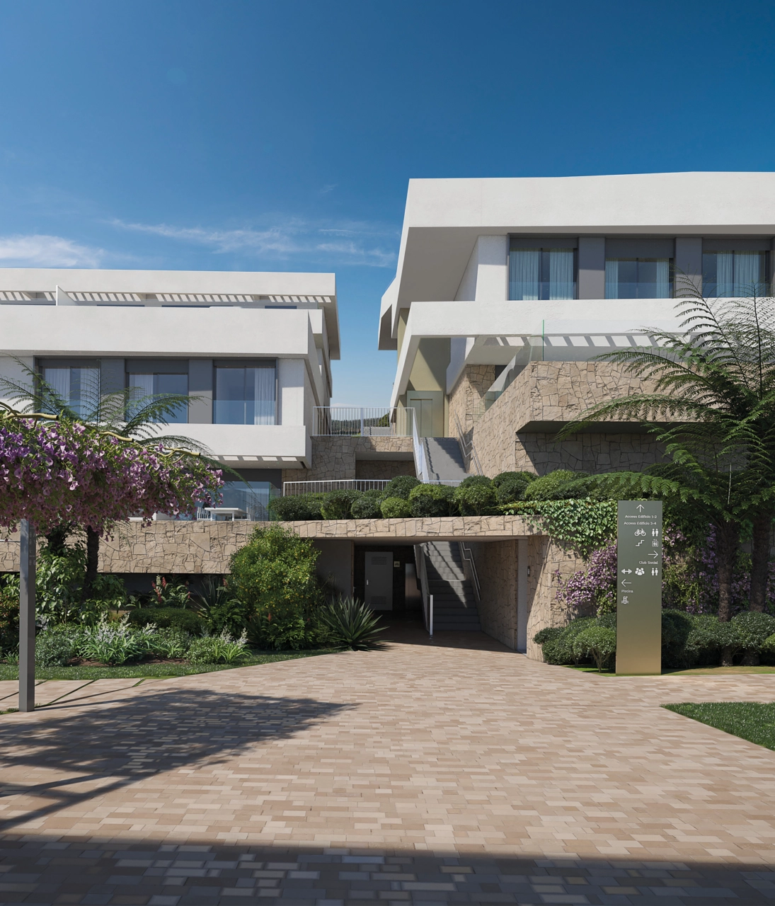 Der elegante Eingang heißt Sie in dieser exklusiven Privatgemeinschaft willkommen.